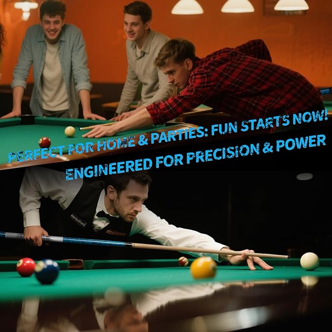 Kmise Professional Low-Deflection Pool Cue Stick, 58'' Canadian Hard Maple Wood Billiard Cue, 13mm Leather Tip, 3D Anti-Slip Grip, Precision Control for Adults/Beginners/Pros