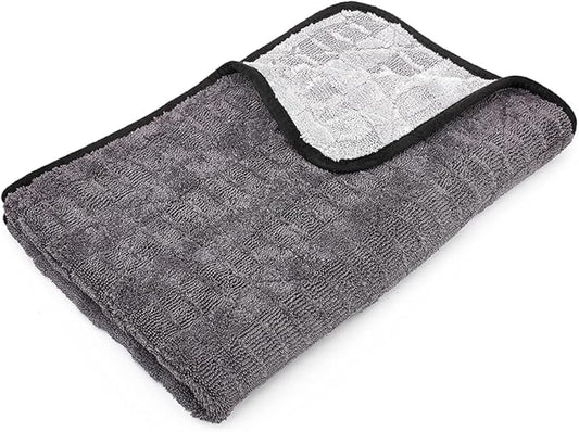 The Rag Company Gauntlet Car Drying Towel - 70/30 Korean Microfiber, Dries Faster Without Scratching, 900gsm, 20x30 inches, Ice Grey/Grey, Pack of 1