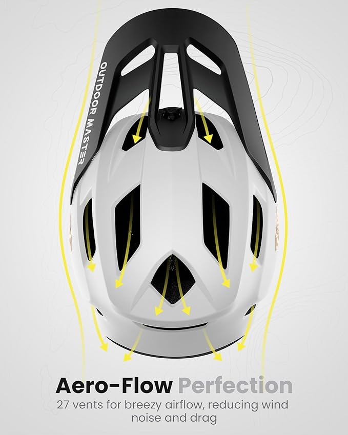 OutdoorMaster MIPS Full Face Mountain Bike Helmet for Men & Women - Two Removable Chin Pad, Ventilation Lightweight - Racing Downhill DH BMX MTB Helmet