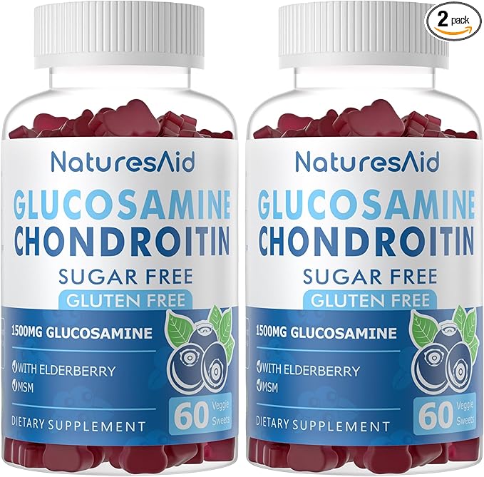 Glucosamine Chondroitin Gummies with MSM & Elderberry Extra Strength - Joint Support, Antioxidant Immune Support Supplement for Adults, Men & Women.(2 Pack)