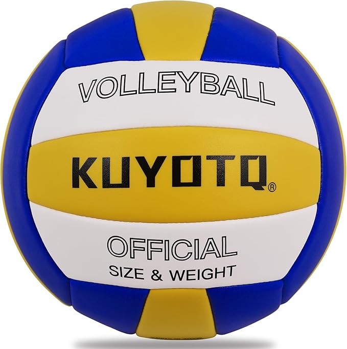 KUYOTQ Official Size 5 in&Outdoor Beach Volleyball,3MM Thickened Surface Soft Leather Youth Womens Mens Volleyball for Game Gym Training(Deflated)
