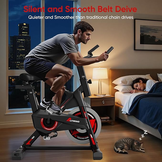 Exercise Bike, Stationary Bike for Home/Indoor Cycling Bike Silent Belt Drive, Stationary Bike with 300lbs Weight Capacity w/Comfortable Seat Cushion & Tablet Mount