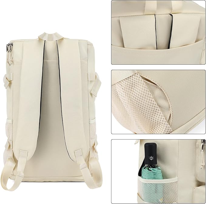 Kalesi Gym Duffle Bag Backpack 4-Way Waterproof with Shoes Compartment for travel Sport Hiking laptop (Sea salt white)