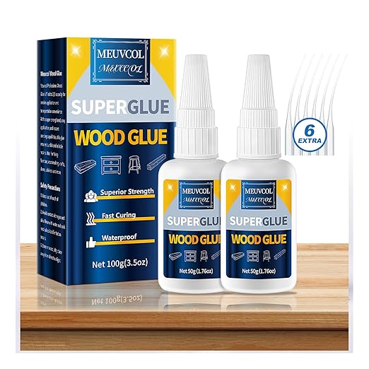 Extra Strong Wood Glue - 100g Fast Drying Super Glue for Heavy Duty Furniture & Garden, Clear, DIY & Crafts