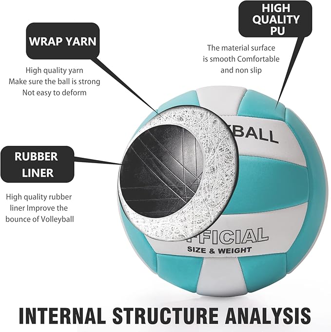 EVZOM Super Soft Volleyball Beach Volleyball Official Size 5 for Outdoor/Indoor/Pool/Gym/Training Premium Volleyballs Equipment Durability Stability Sports Ball