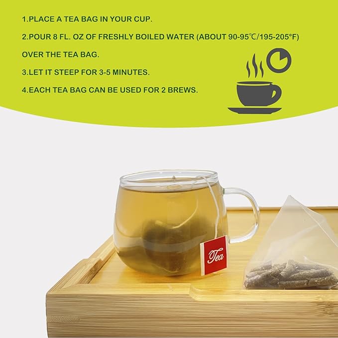 Samcci - Mullein Tea Bags, 20 Teabags, 3g/bag, 100% Pure Mullein Tea Bags for Lungs Cleanse, Natural Herbal Tea Bags, Caffeine Free & No Additives Mullein Leaf Tea for Detox & Respiratory Support