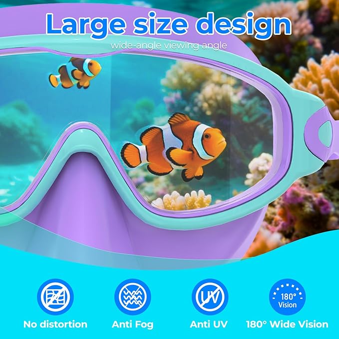 Swim Goggles for Kids 3-15 with Earplugs Large Frame Anti-Fog/UV Swimming Goggles for Boys Girls Toddler 2PCS