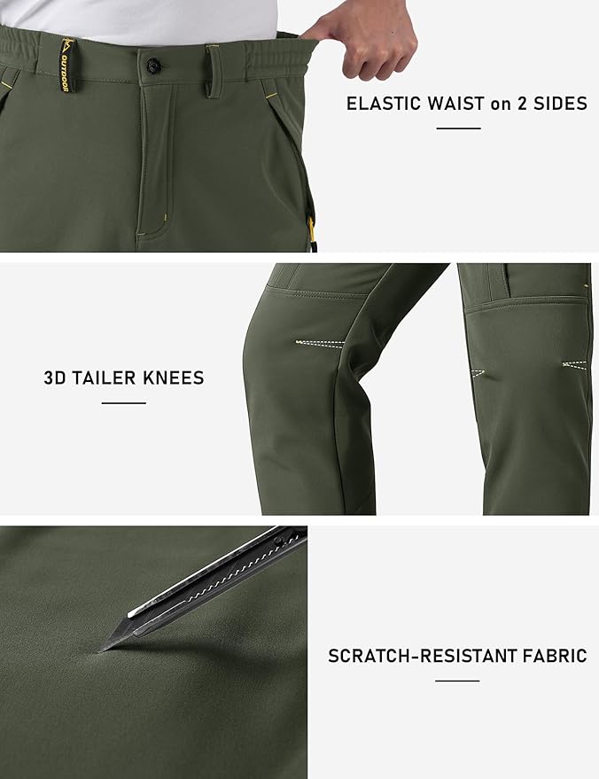 TACVASEN Winter Pants for Men Fleece Lined Waterproof Pants Insulated Hiking Pant for Ski Snowboard Outdoor Work Hunting