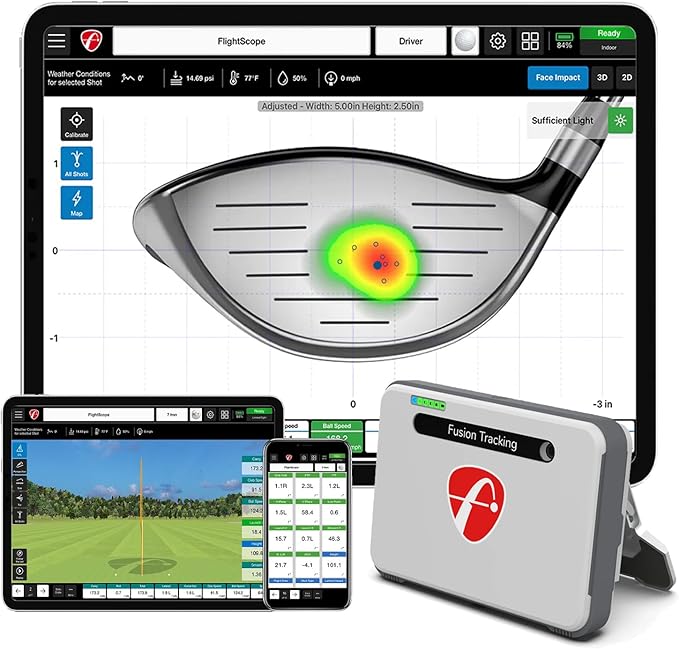 FlightScope Mevo+ GPS Golf Launch Monitor and Simulator with Face Impact Software | 22+ Complete Golf Data Parameters Including Vertical & Lateral Impact, 12 E6 Courses and 17 Practice Ranges
