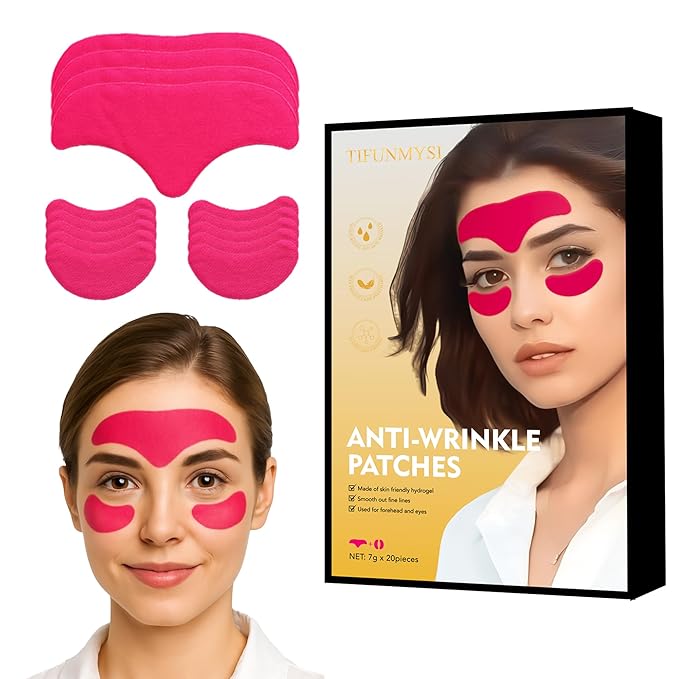 Forehead & Eye Wrinkle Patches - 20 Set Facial Wrinkle Ptaches for Reducing Fine Lines and Wrinkles, Boosts Skin Hydration & Elasticity, for All Skin Type Woman Man - Scarlet