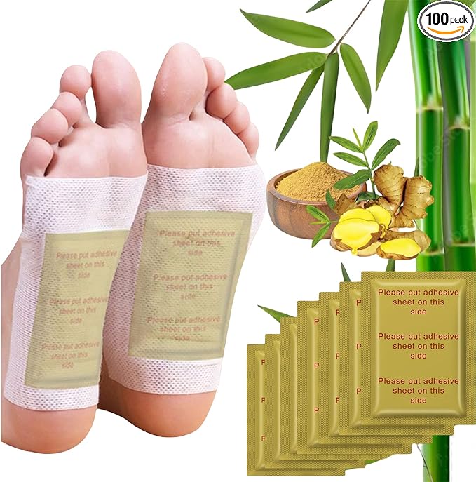 Ginger Foot Pads 100 Packs Bamboo Vinegar Patch Gold Foot Patches Easy to use