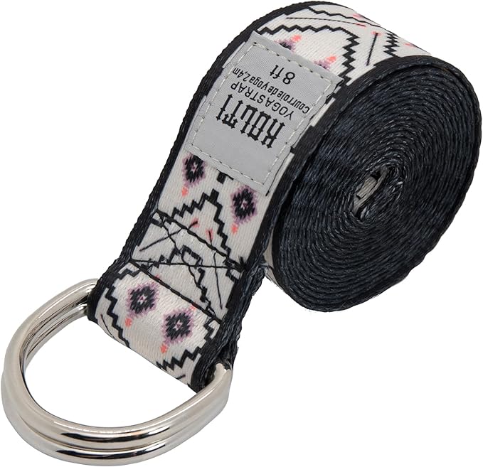 Yoga Exercise Adjustable Straps 8FT with Durable D-Ring for Pilates & Gym Workouts | Hold Poses, Stretch, Improve Flexibility & Maintain Balance