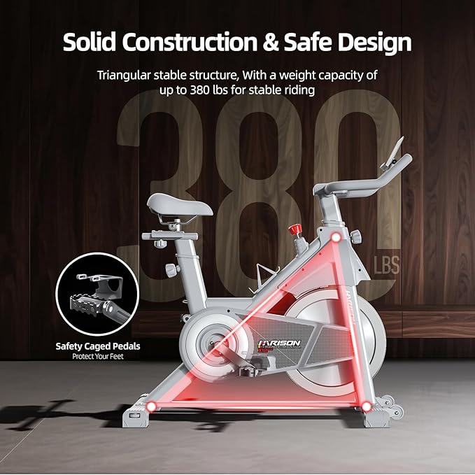 HARISON Semi-Commercial Exercise Bike 400 lbs Capacity, Magnetic Stationary Bikes for Home Gym with Bluetooth & Tablet Holder & Comfortable Seat Cushion
