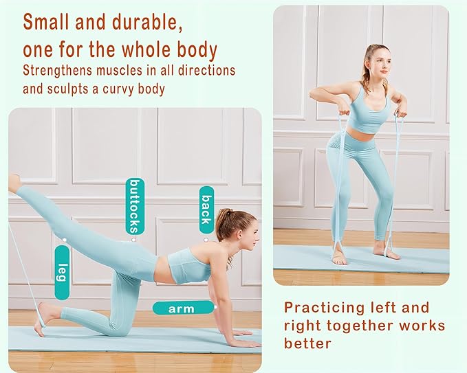 Figure 8 Resistance Band, Arm Back Shoulder Exercise Elastic Rope Stretch Fitness Band, Foot, Leg, Hand Stretcher, Arm Exerciser for Yoga Pilates Stretching Physical Therapy, Home Gym Workout