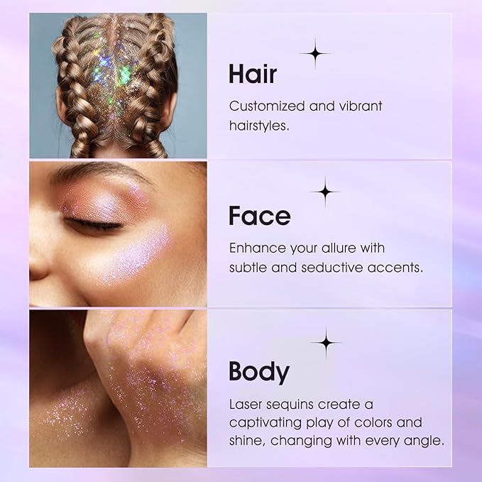 LANGMANNI Holographic Body Glitter Gel for Body, Face, Hair and Lip.Color Changing Glitter Gel Under Light. Vegan & Cruelty Free-1.35 oz (2# Sparkling Pink)