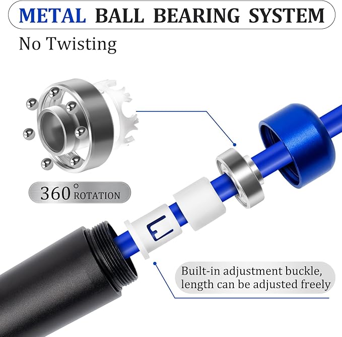 1LB Weighted Jump Ropes for fitness Women Men, Tangle-Free Ball Bearing Rapid Speed Skipping Jump Rope with Adjustable 9mm Cotton & PVC Cord, Aluminum Handles for MMA, Boxing, CrossFit, Weight-loss Workouts