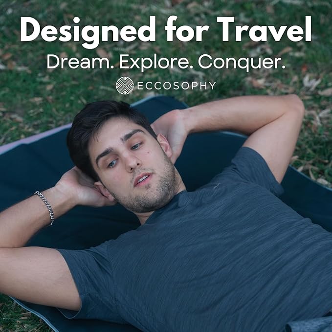 ECCOSOPHY Microfiber Beach Towel – Quick Dry Gym Towel, Highly Absorbent with Ribbed Texture, Lightweight – Ideal for Travel, Pool, Yoga, Fitness & Outdoor Adventures – 60x30 Black