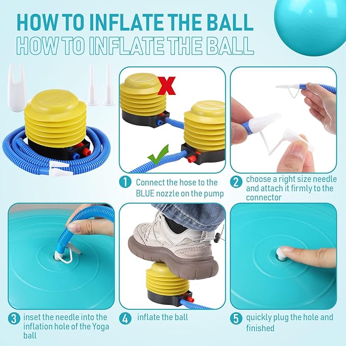 Leyndo 2 Pcs Yoga Ball Exercise Ball Large 26 Inch Exercise Anti Burst Birthing Fitness Ball with Pump, 26 Inches/ 65 cm for Improved Posture, Balance, Yoga, Pilates, Training