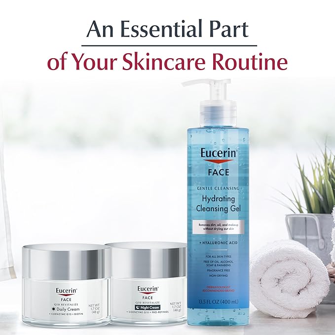 Eucerin Q10 Skin Care Set, Anti Wrinkle Daily Face Cream with Biotin (1.7 Oz) + Anti Wrinkle Night Cream with Pro-Retinol (1.7 Oz), Fragrance Free Face Moisturizer for All Skin Types