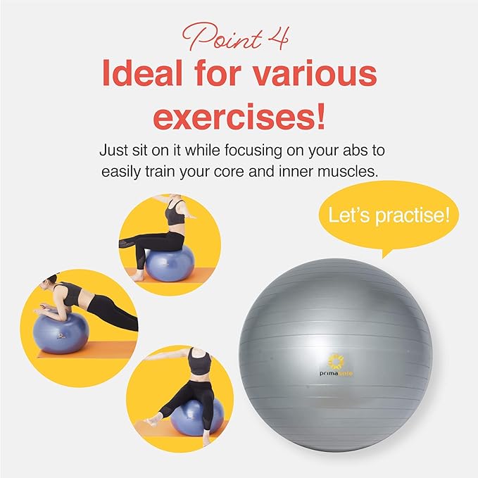 Exercise Ball for Balance Stability Fitness Workout Yoga Pilates at Home Office & Gym Birthing Ball for Pregnancy, Office Ball Chair