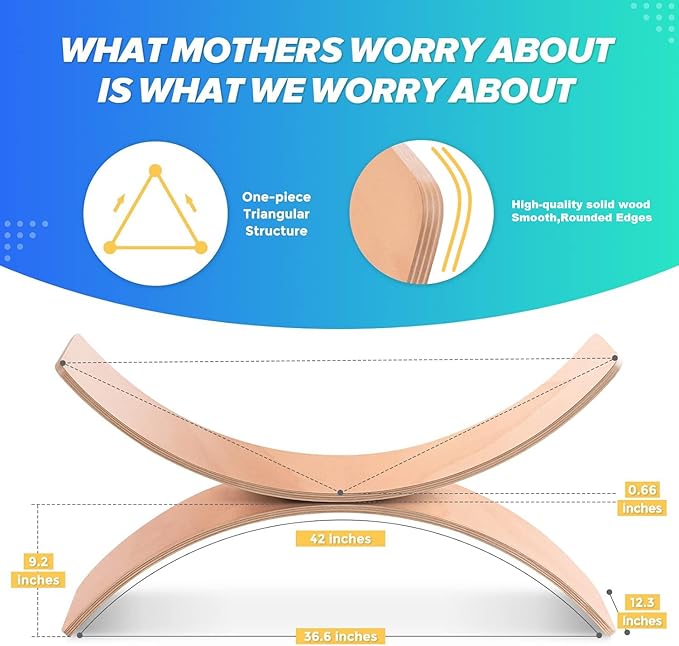 Wooden Balance Board Kids, 37" Natural Wobble Board Wooden Toys for Toddlers Kids & Adults, Birthday Gifts for 3 4 5 6 7 8 Year Old Boys Girls Kids, Open Ended Montessori Waldorf Learning Toy