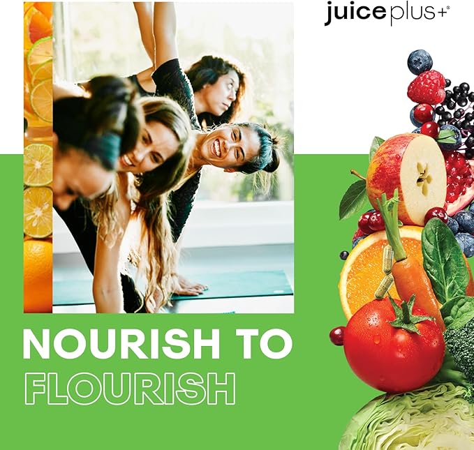 Juice Plus+ Fruit, Vegetable & Berry Blend - Fruit and Vegetable Supplement for Immune Support, Cognitive Health & Radiant Skin - 3 Bottles, (120 Capsules Each)