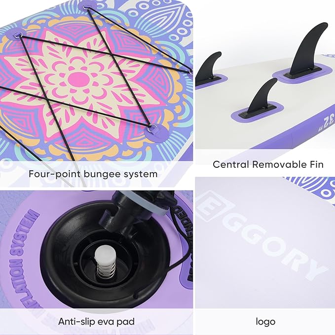 Inflatable Paddle Board,Stand Up Paddle Board Set, Extra Wide SUP Board with Removable Fin, Floating Paddle, Hand Pump, Waterproof Phone Pouch,Traveling Board