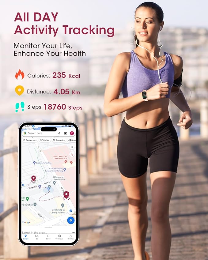 Health Fitness Tracker for Women Men: 24H Heart Rate Monitor Activity Trackers Blood Oxygen Sleep Step Calorie Tracking 5ATM Waterproof Fitness Smart Watches for Woman Compatible with iPhone Android