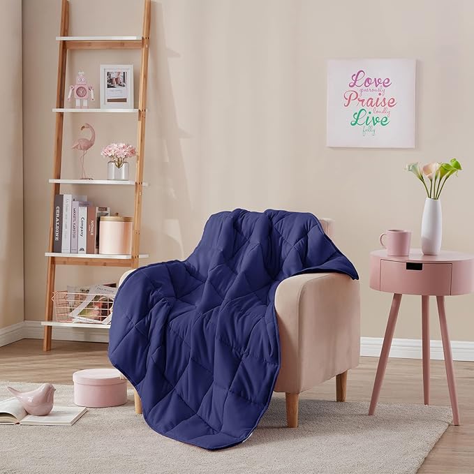 L'AGRATY Weighted Blanket - 40"x60" 7lbs Cooling Breathable Heavy Blanket Microfiber Material with Glass Beads Small Blanket All-season Summer Fall Winter Soft Thick Comfort Blanket