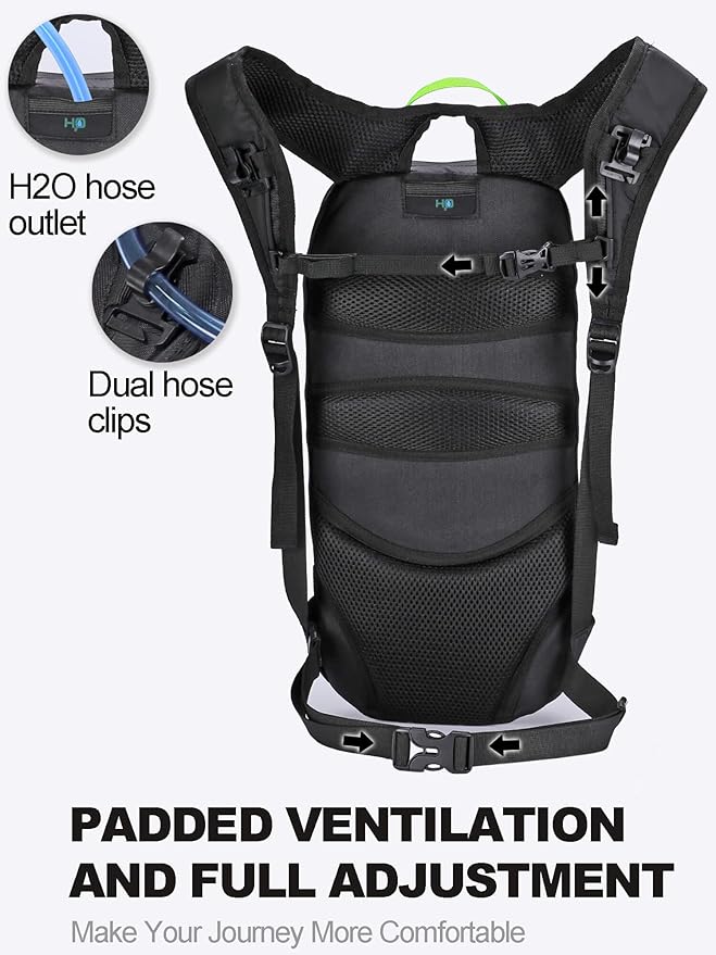Hydration Backpack, Lightweight Hydration Pack with 2L Water Bladder, 6L Water Backpack for Men Women Cycling, Hiking, Mountain Biking, Skiing