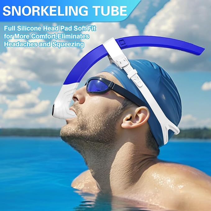 Greatever Detachable Portable Snorkel for Lap Swimming Unisex-Adult Silicone Adjustable Headband One Way Exhaust Valve