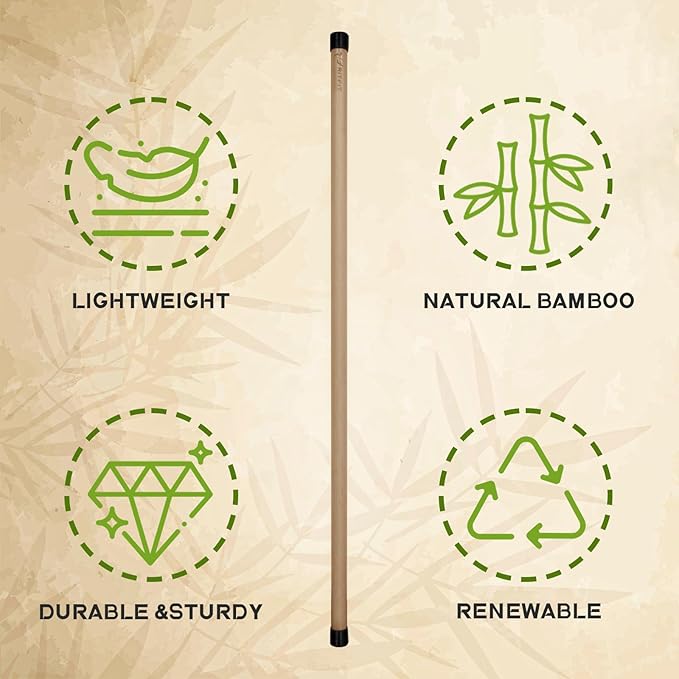 RitFit 5ft Natural Bamboo Yoga Stick, Exercise Stick, Stretching Stick, Versatile Tool for Yoga Practice, Stretching, Flexibility