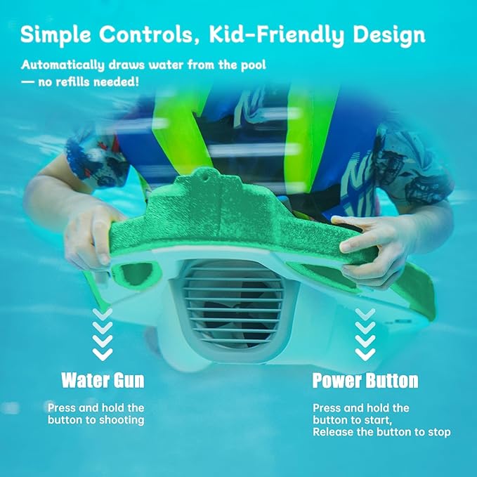 Electric Swimming Kickboard for Kids,Motorized Swim Board with Water Gun, Motorized Swim Training for Children Adults, 60N Thrust, 198 lbs Buoyancy, 25V Rechargeable Battery