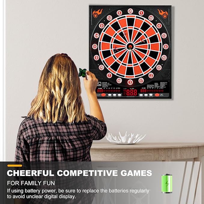 Electronic Dartboard, Electric Dart Boards for Adults,Electronic Scoreboard, Light-Up Led Display, 12 Darts Soft Tip Professional Dart Board and Extra Tips, Up to 8 Players