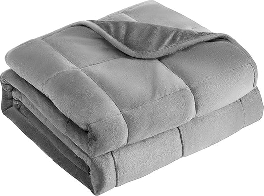 L'AGRATY Weighted Blanket - 48"x72" 15lbs Soft Breathable Heavy Blanket Minky Material with Glass Beads for Adult All-Season Summer Fall Winter Soft Thick Comfort