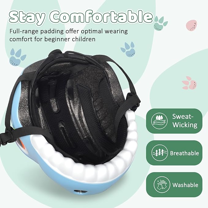 Dinosaur Bike Helmet for 1-3-5-8 Toddler Baby Kids, Lightweight Bicycle Helmet for Cycling Skateboard Roller Skate & Multi-Sports,2 Sizes for Boys and Girls