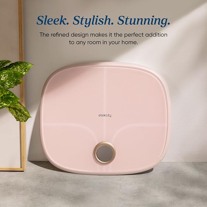 Etekcity Rechargeable Pink Smart Scale for Body Weight, BMI, Fat, Muscle Mass, Digital Bathroom Scale with 13 Metrics, Secret Mode, Bluetooth Connect to Free Apps, Cotton Candy Pink