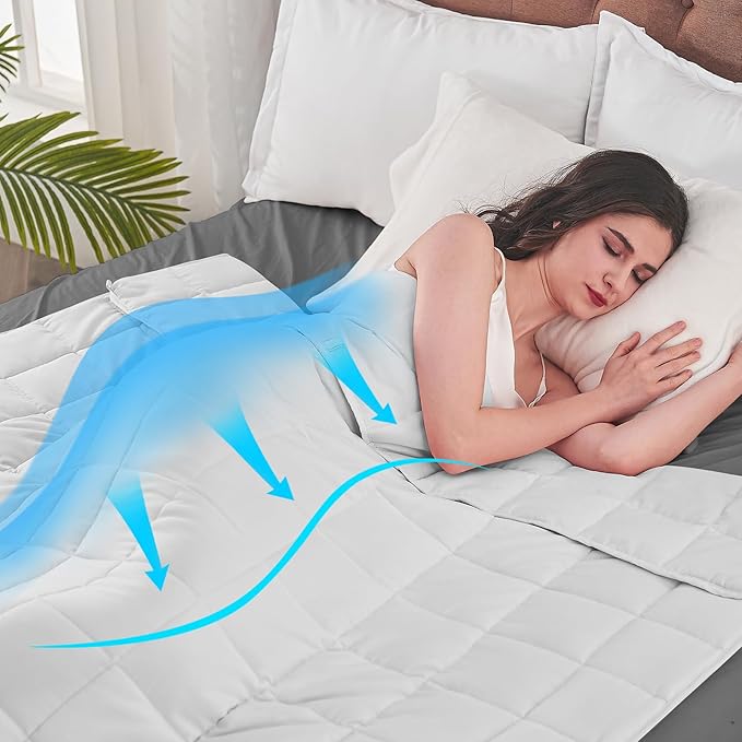 King Size Weighted Blanket for Adults (20 lbs, 80” x 87”, White) Cooling Heavy Blanket for Sleeping Perfect for 190-210 lbs, Breathable Blanket for Adults & Couple All Season, Machine Washable