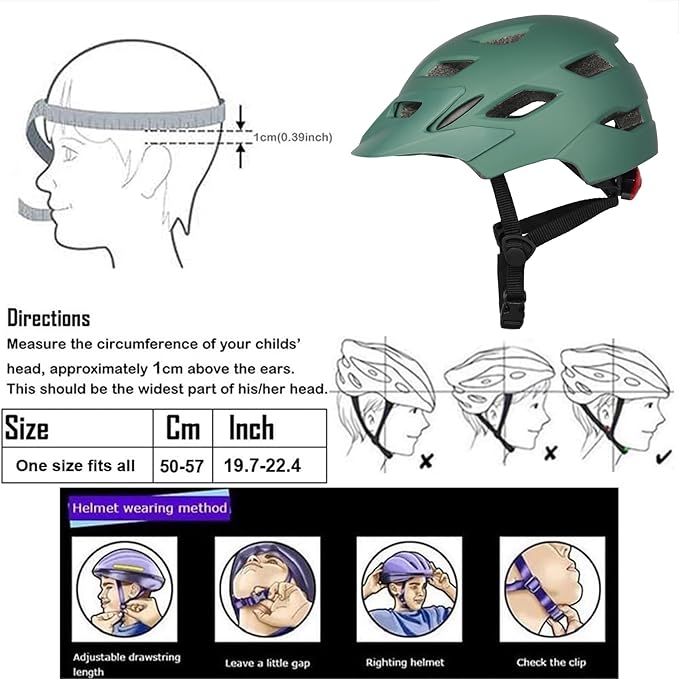 Kids Bike Helmet,Bavilk Kids Boys Girls Bike Helmets with LED Light Detachable Visor Children Youth Teen Multi-Sport for Skating Cycling Scooter Skateboard Adjustable & Lightweight 19.7"-22.4"