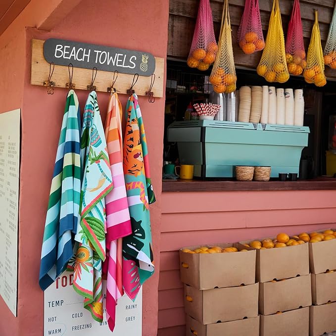 Dock & Bay Beach Towel - Quick Dry, Sand Free - Compact, Lightweight - 100% Recycled - Includes Bag - Havana Cabana - Set of 4 - Large (160x90cm, 63x35)