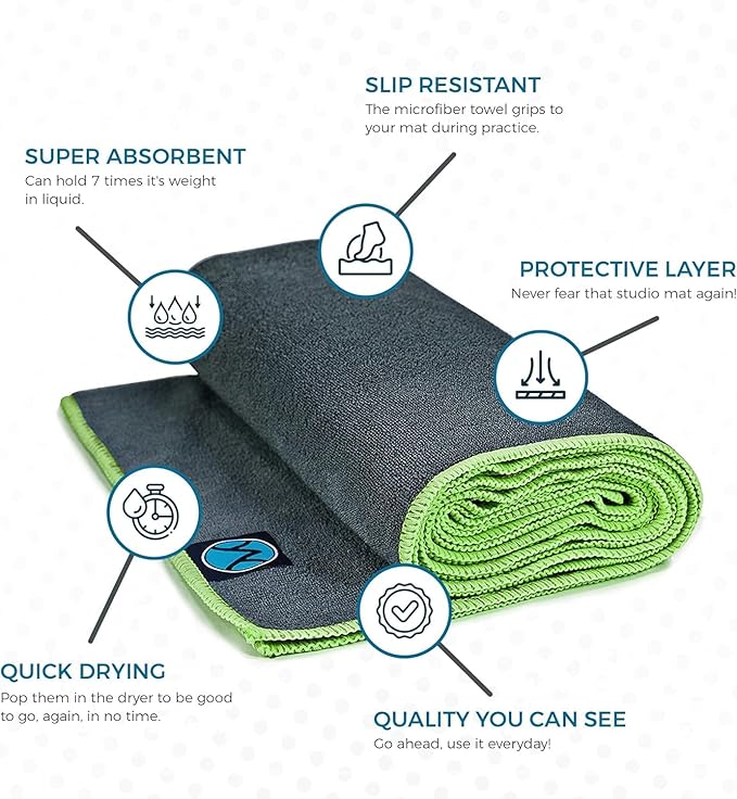 Youphoria Yoga Microfiber Non-Slip Towel - Hot Yoga Mat Towel for Enhanced Grip and Sweat Absorption
