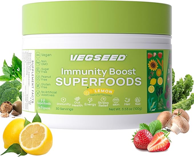 Immunity Greens Superfoods Powder,0 Sugar,21 Vitamins&Minerals,Green Apple,Powder,Immunity,Gut Health,Energy,Stress Relief,Skin,Nails,Hair,Improve Sleep,Overall Health,30SVG,100 Grams
