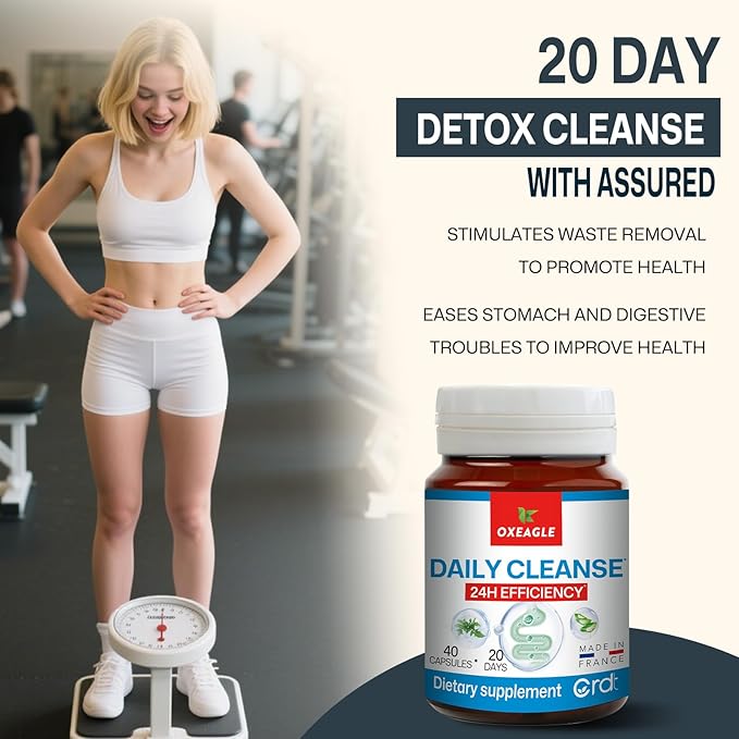 Gut Cleanse Detox for Women, Colon Cleanse & Gentle Herbal Supplements for Men, Powered with Senna Leaves, Plum, Chrysanthemum, Acacia Gum & Aloe Vera–40 Capsules (A01)