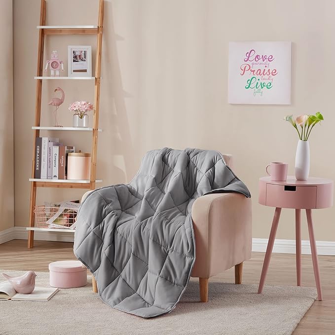 L'AGRATY Weighted Blanket - 36"x48" 5lbs Cooling Breathable Heavy Blanket Microfiber Material with Glass Beads All-Season Summer Fall Winter Soft Thick Comfort