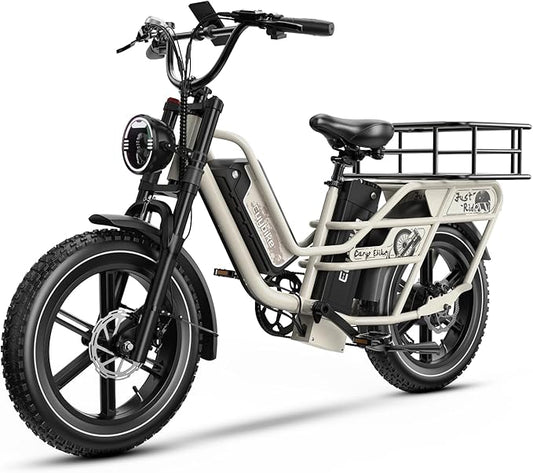 Dual Battery Electric Bike for Adults, 160 Miles Long Range Cargo Ebike with 48V 60AH Removable 2880WH Battery, 1450W Peak Motor 34MPH Electric Bicycle, 20" x 4" Fat Tire Hydraulic Brakes E Bike
