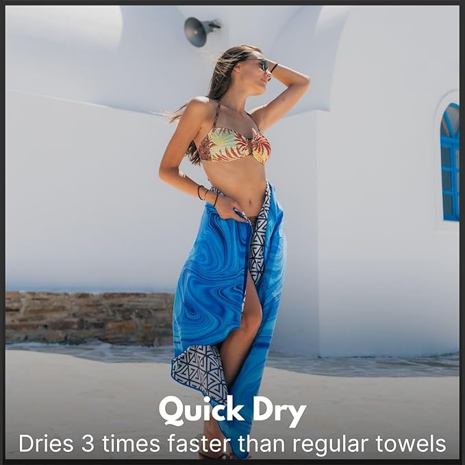 ECCOSOPHY Microfiber Beach Towel - Sand Free Towels are Quick Dry, Light Weight, Super Absorbent - Perfect Pool, Travel, Cruise, Camping Essentials - Oversized Extra Large for Adults 71x35 in