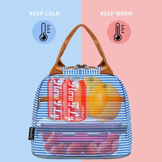 FlowFly Insulated Lunch Cooler Bag - Tote Bag Organizer for Women/Men, Royal