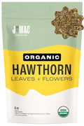 J MAC BOTANICALS Organic Hawthorn Leaves and Flower (8 oz) Dried Hawthorne leaf tea