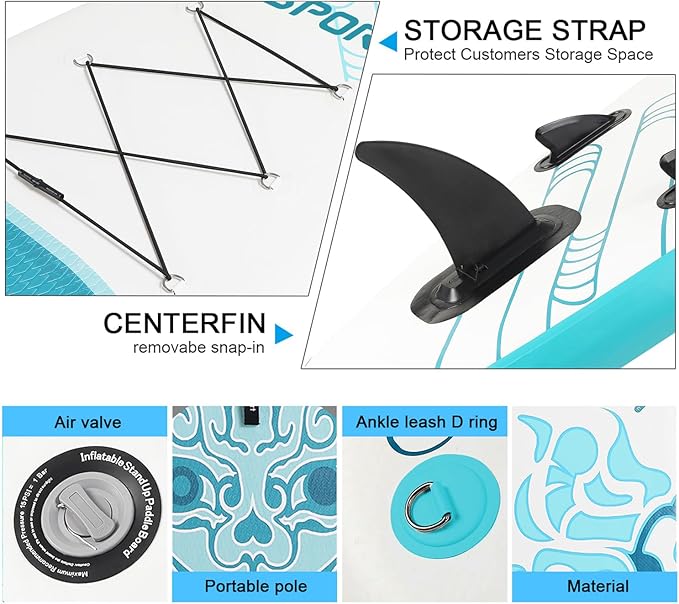 FBSPORT 11' Premium Stand Up Paddle Board, Yoga Board with Durable SUP Accessories & Carry Bag | Wide Stance, Surf Control, Non-Slip Deck, Leash, Paddle and Pump for Youth & Adult