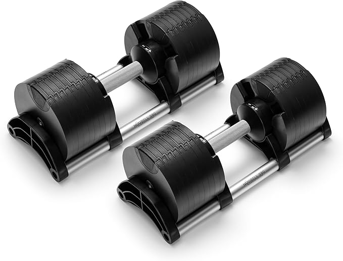 NÜOBELL® Adjustable Dumbbell Set, 5-50 LB or 5-80 LB, Easy Twist 2024-25 Model, All-In-One Weights Set (Pair) for Home, Original Manufacturer